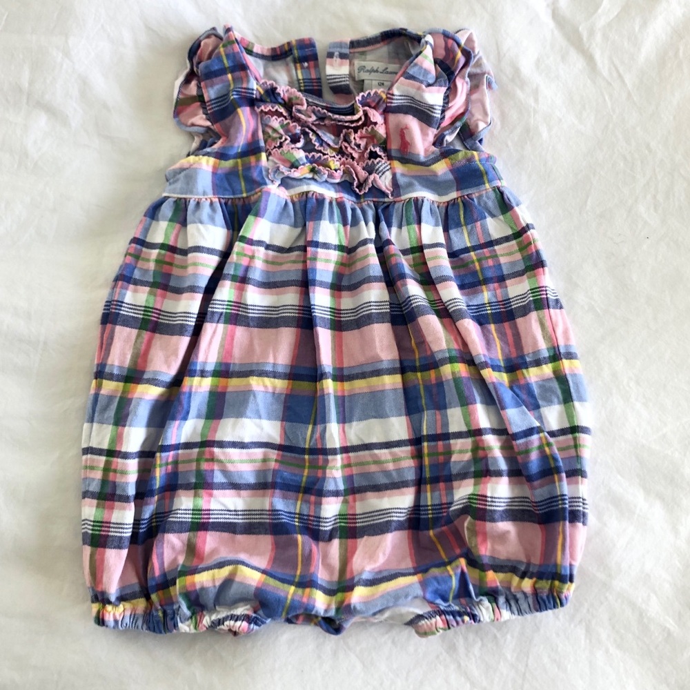 Ralph Lauren Plaid Romper, Baby Girl 12M